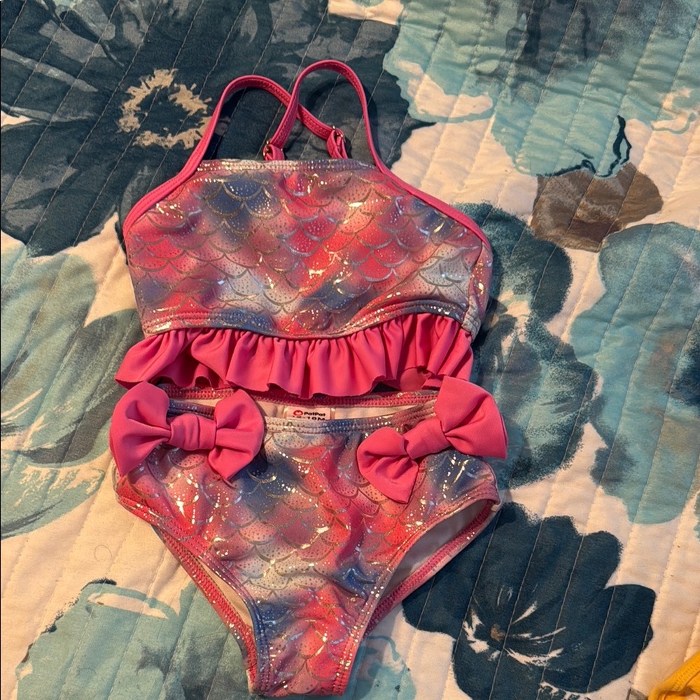 Pink and Silver Mermaid Bikini Set
